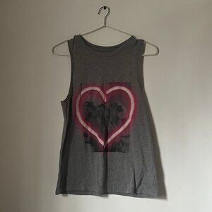 American Eagle Neon Heart Gray Tank Top